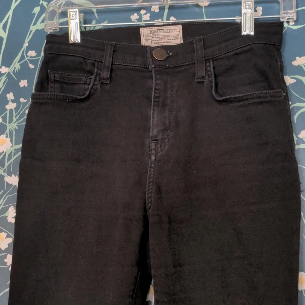 Current/Elliott Black Denim Jeans Distressed Pants - Picture 2 of 6